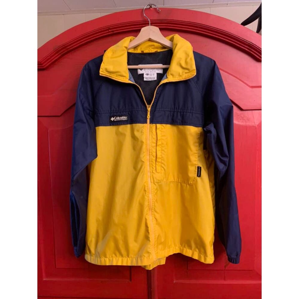 Columbia Sportswear 18/20 Youth Jacket Windbreaker Full Zip Blue Yellow EUC